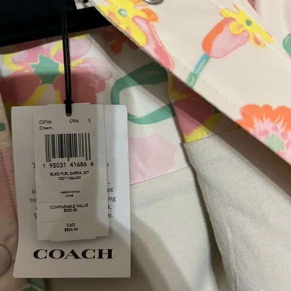 Coach Cream Teddy Jacket with Pastel Patterns